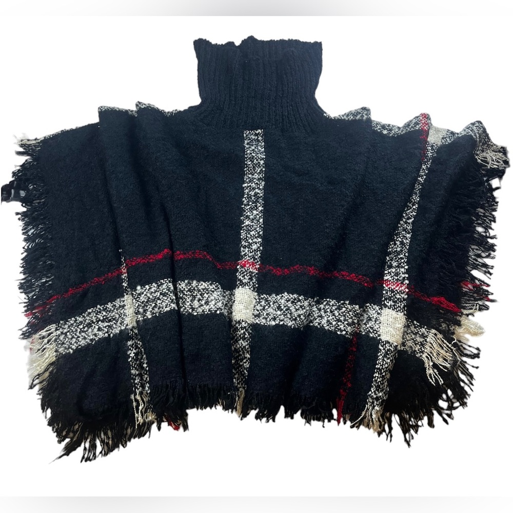 A. Byer Plaid Turtleneck Poncho S94-7